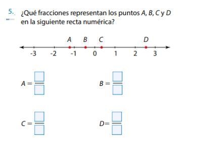 ¿Que fracciones representan los puntos A, B, C y Den la siguiente recta numérica-example-1