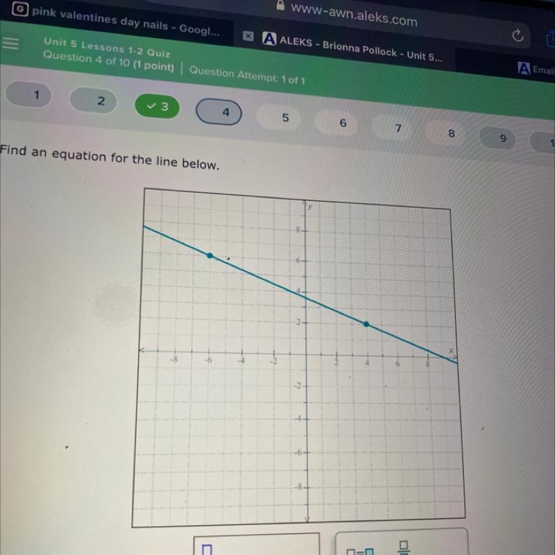 Find an equation for the line below-example-1