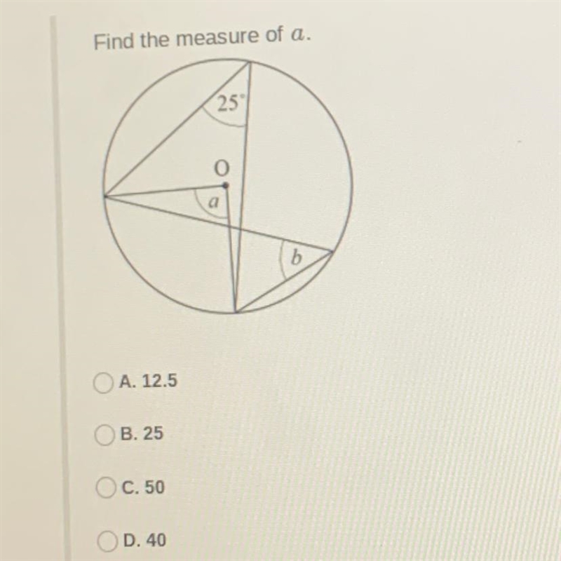 Find the measure of a.-example-1