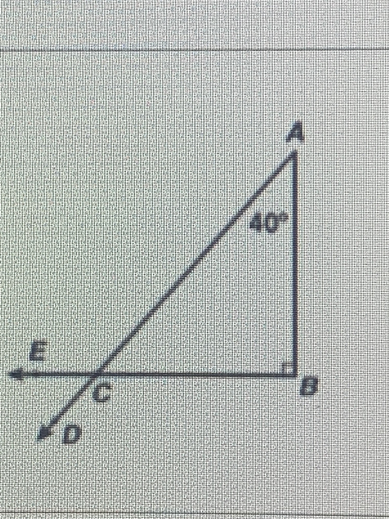 In the figure, triangle ABC is a right triangle and m of angle A = 40 degrees. What-example-1