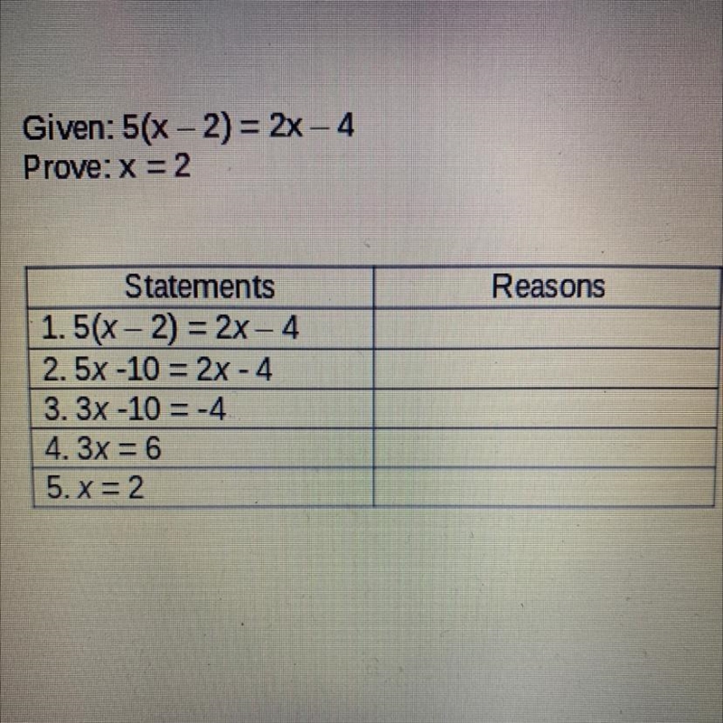 What are the reasons for each statement-example-1