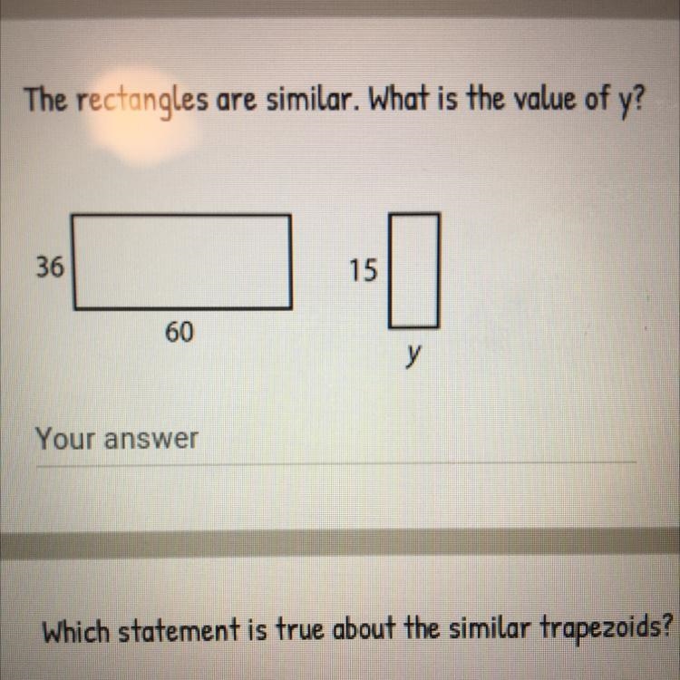 The rectangles are similar. What is the value of y?-example-1