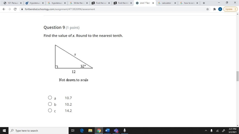 Find the value of x. Round to the nearest tenth.-example-1