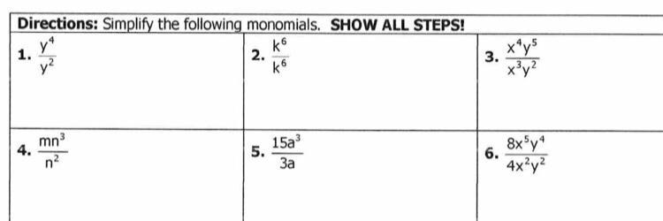 Directions:Simplify the following monomials.SHOW ALL STEPS!-example-1