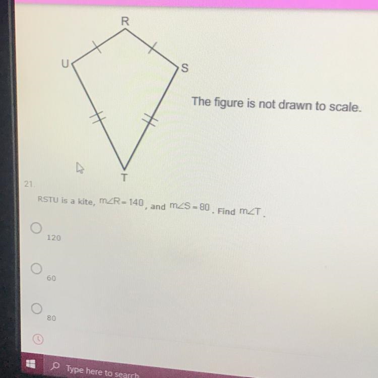 RSTU is a kite m A. 120 B. 60 C. 80 D. 140-example-1