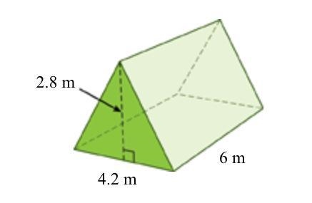 Find the volume of the triangular prism. A triangular prism has a height of 6 meters-example-1