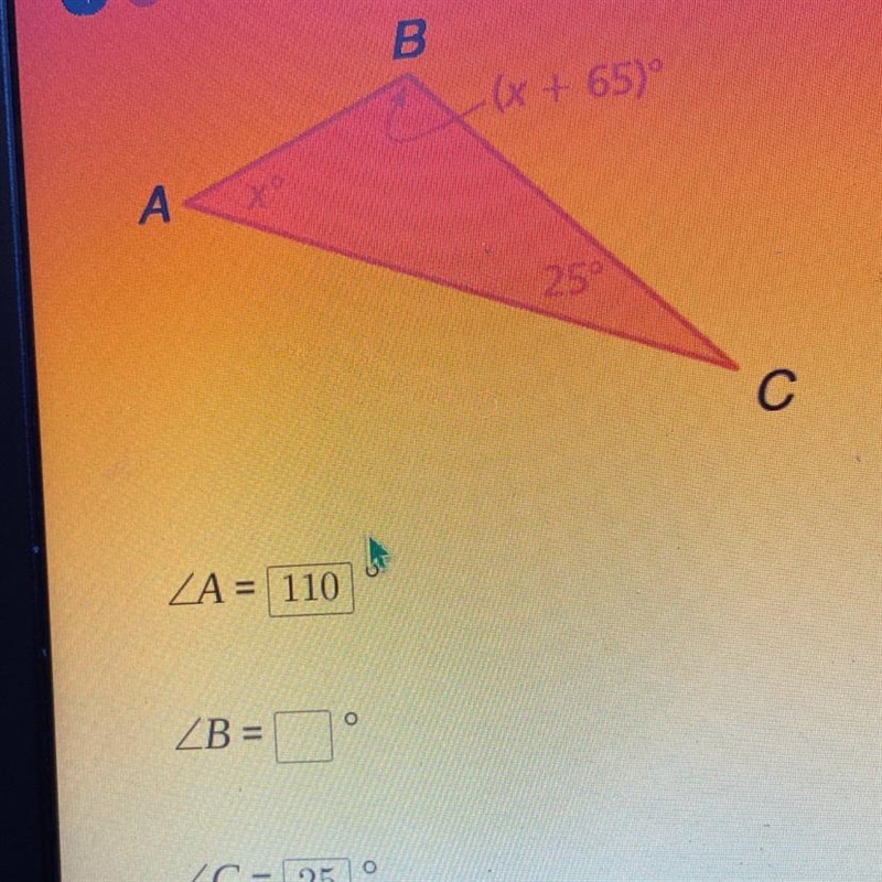 Find X to solve to problem and find all the angles-example-1