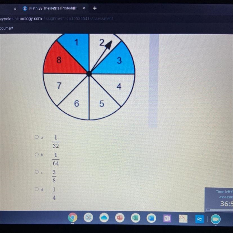 Question 3 If you spin the spinner twice, what is the probability that the pointer-example-1