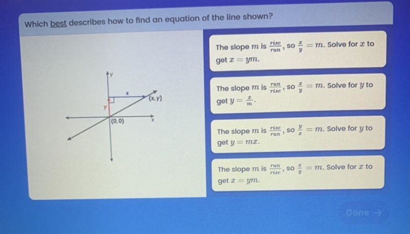 Which best describes how to find an equation of the line shown?-example-1