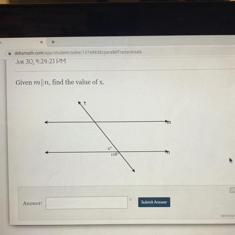 Please hurry :( Given m||n, find the value of x. m xº 1189 +--example-1