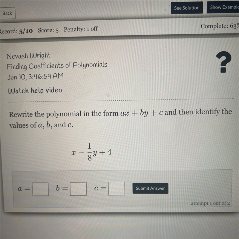 The values a,b and c.-example-1