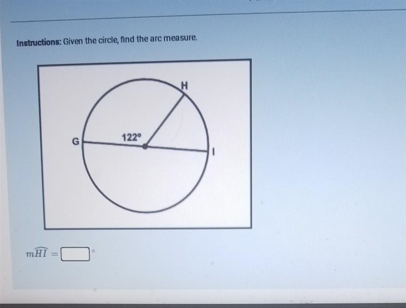 Given the circle, find the arc measure​-example-1