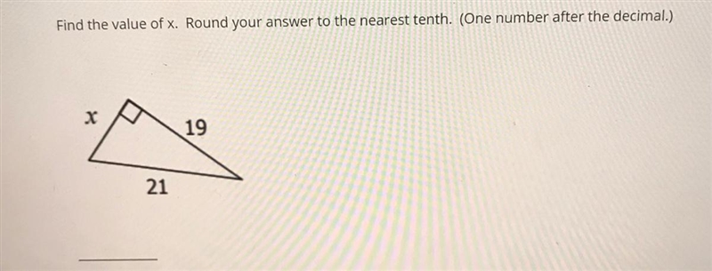 Find the value of x. Round your answer to the nearest tenth. (One number after the-example-1