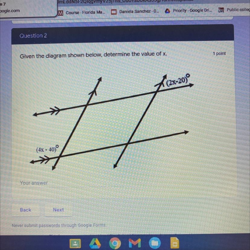 Given the diagram shown below, determine the value of x.-example-1