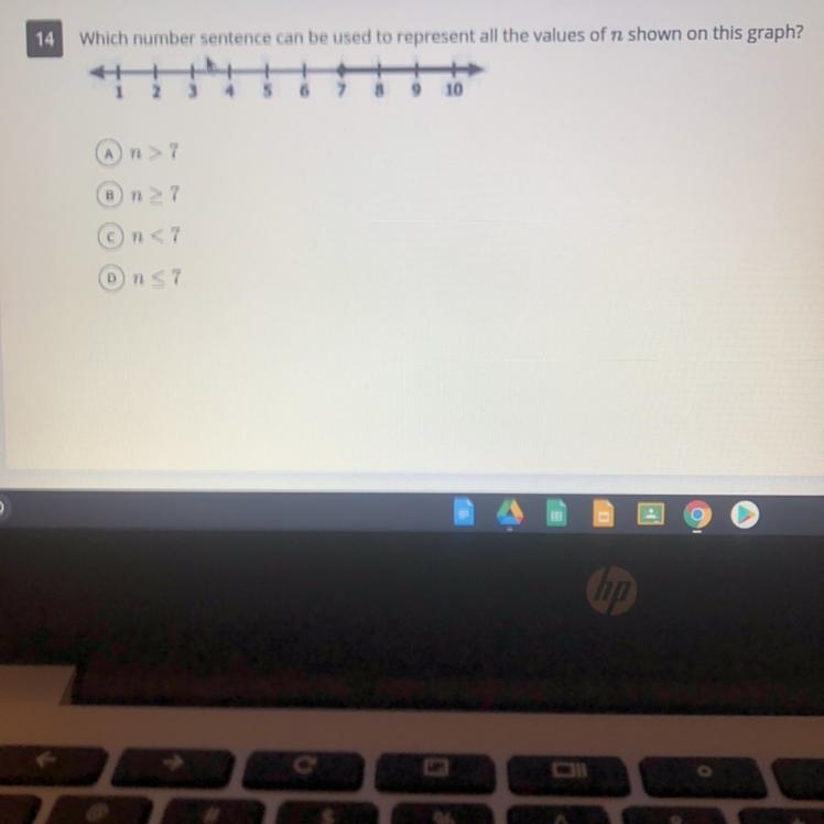 Which number sentence can be used to represent all the values of n shown on this graph-example-1