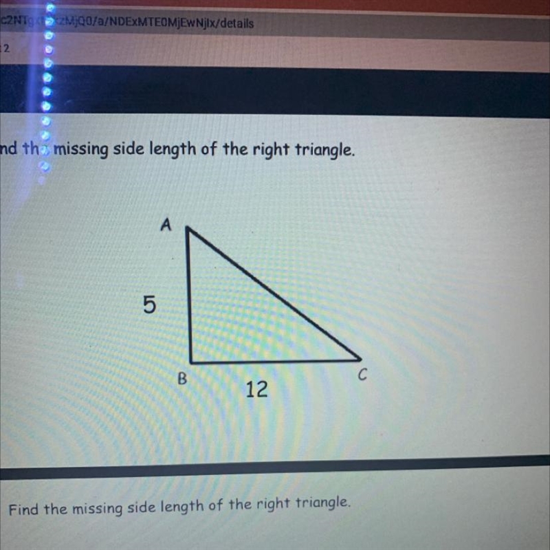 Please help using the pythagorean theorem !!!!!-example-1