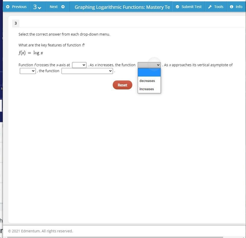 Select the correct answer from each drop-down menu. What are the key features of function-example-2