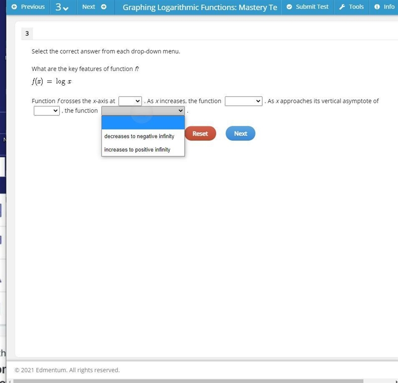 Select the correct answer from each drop-down menu. What are the key features of function-example-4