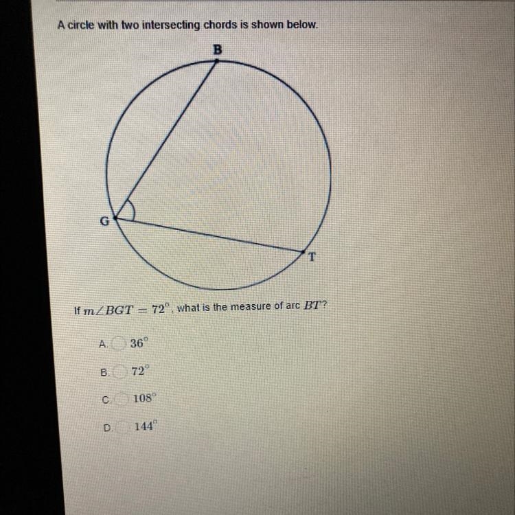 A circle with two intersecting chords are shown below. if m-example-1