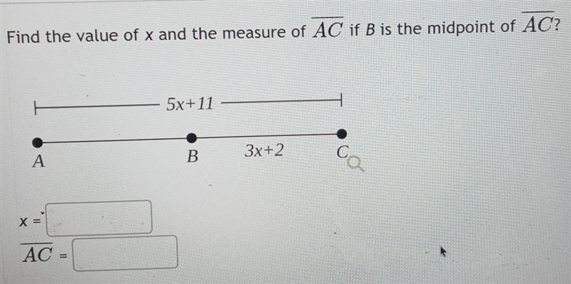 Please help me. find x and AC value ​-example-1