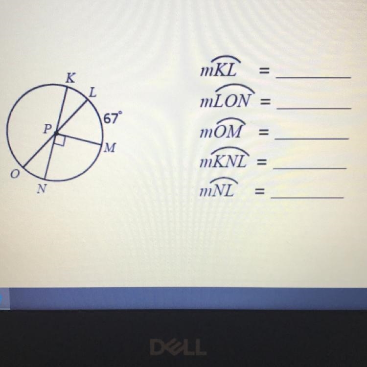 Help me with this one problem please :( Find the following arc measures.-example-1