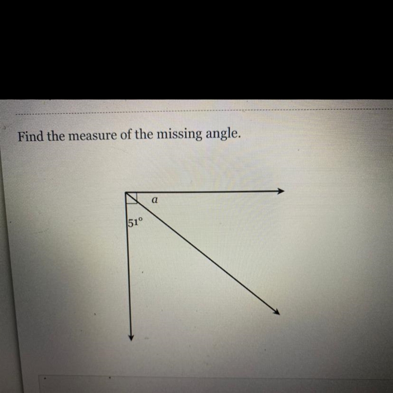 Find the measure of the missing angle.-example-1