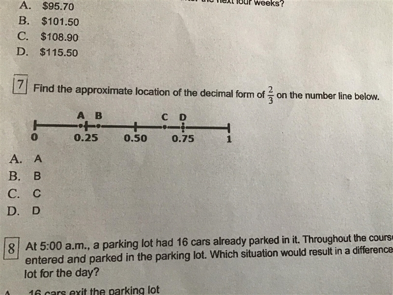 Please help! Find the approximate location of the decimal form of 2/3 on the number-example-1