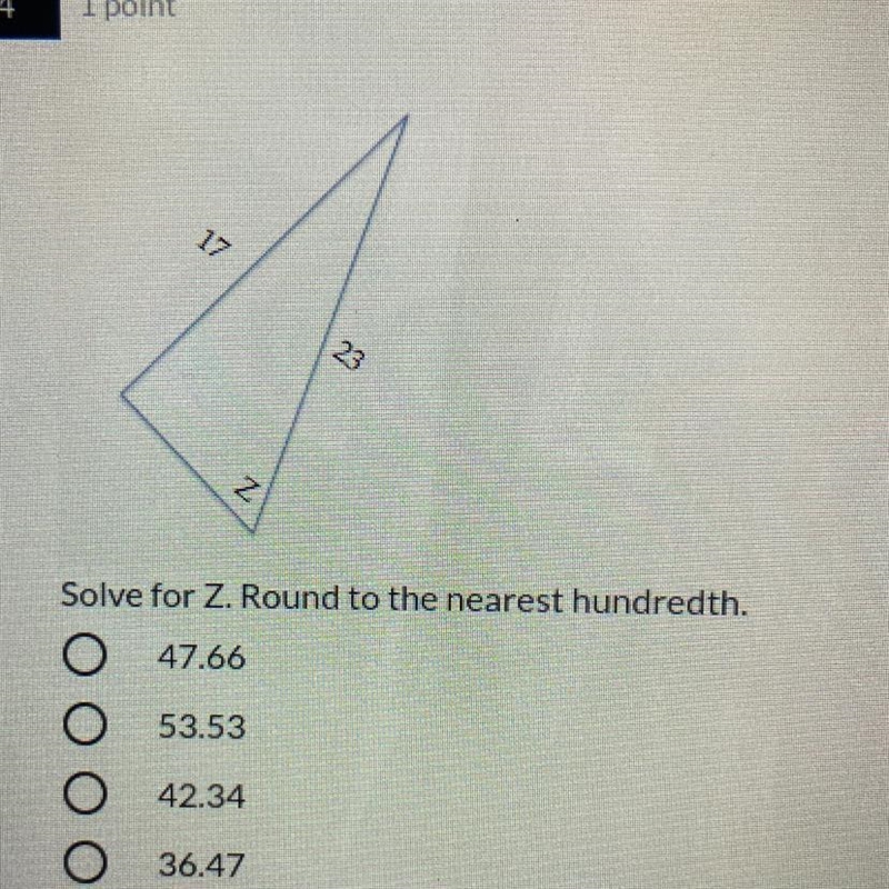 Solve for Z, Round to the nearest hundredth. (Please help!!❤️)-example-1