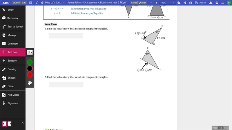 Find the values for X that results in congruent triangles.-example-1