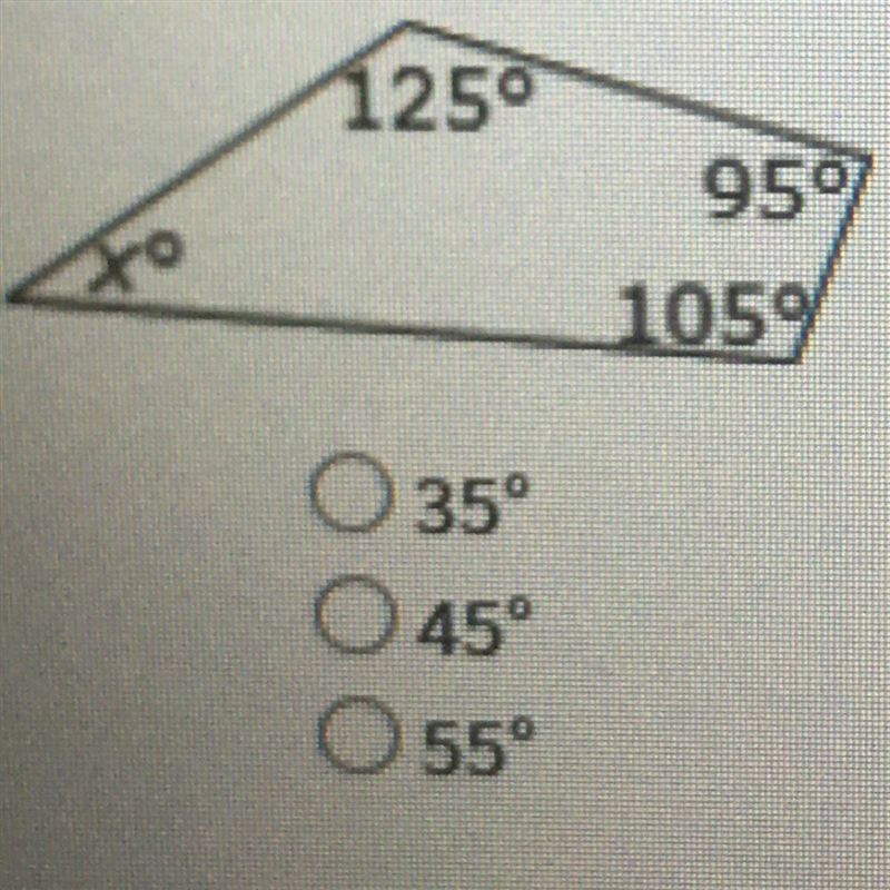 What is the value of x in the quadrilateral shown below?-example-1