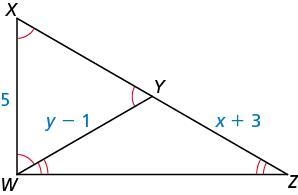 Find the values of x and y in the diagram.-example-1