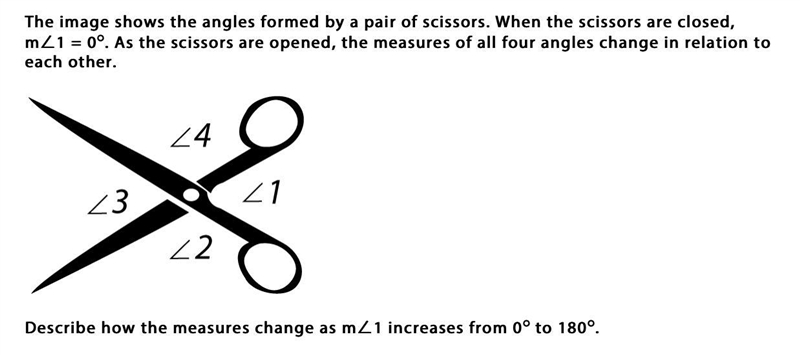 The image shows the angles formed by a pair of scissors. When the scissors are closed-example-1