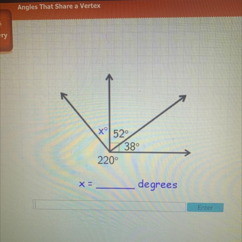 PLEASE help xº 520 38° 220° X = degrees-example-1