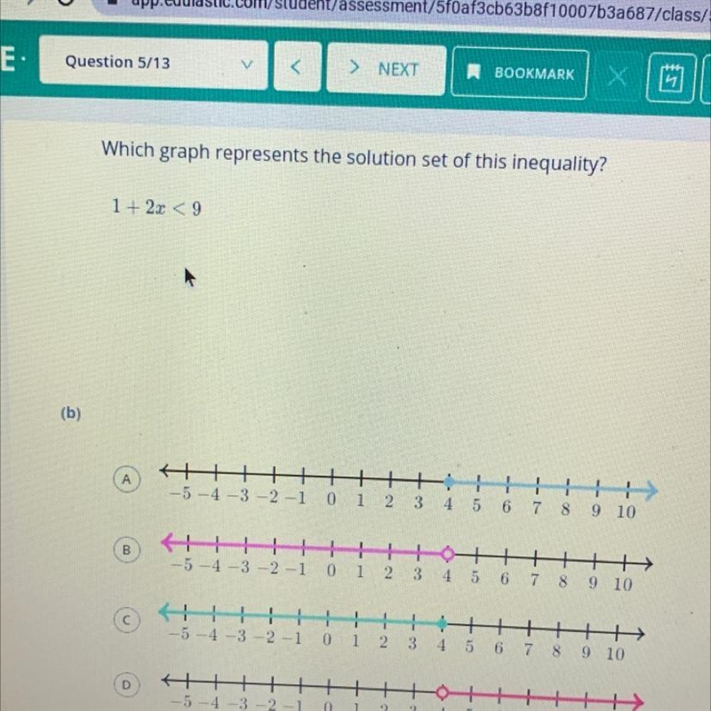 Which Graph Represents The solution set of this inequality? If you can’t see the picture-example-1