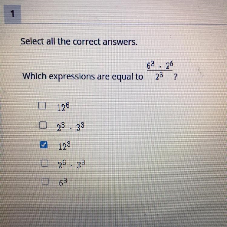 Select all the correct answers. Btw Ik that 12 to the third power is correct I don-example-1