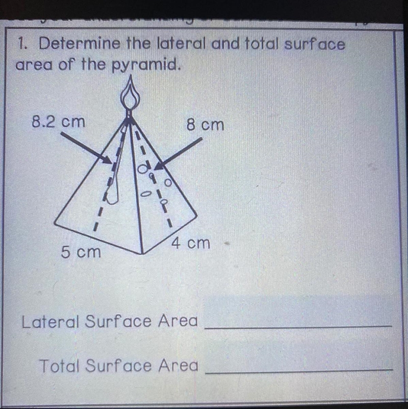 I got the lateral I just need help with the total surface area-example-1