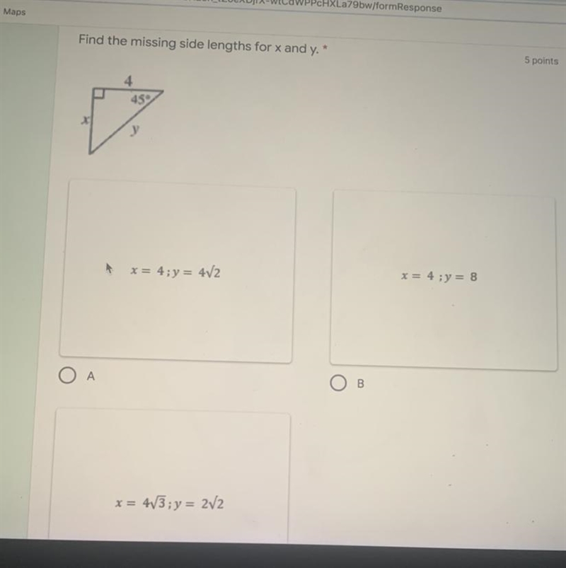 Find the missing side lengths for x and y-example-1