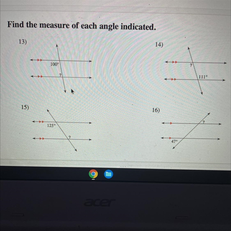 Find the measure of each angle indicated-example-1