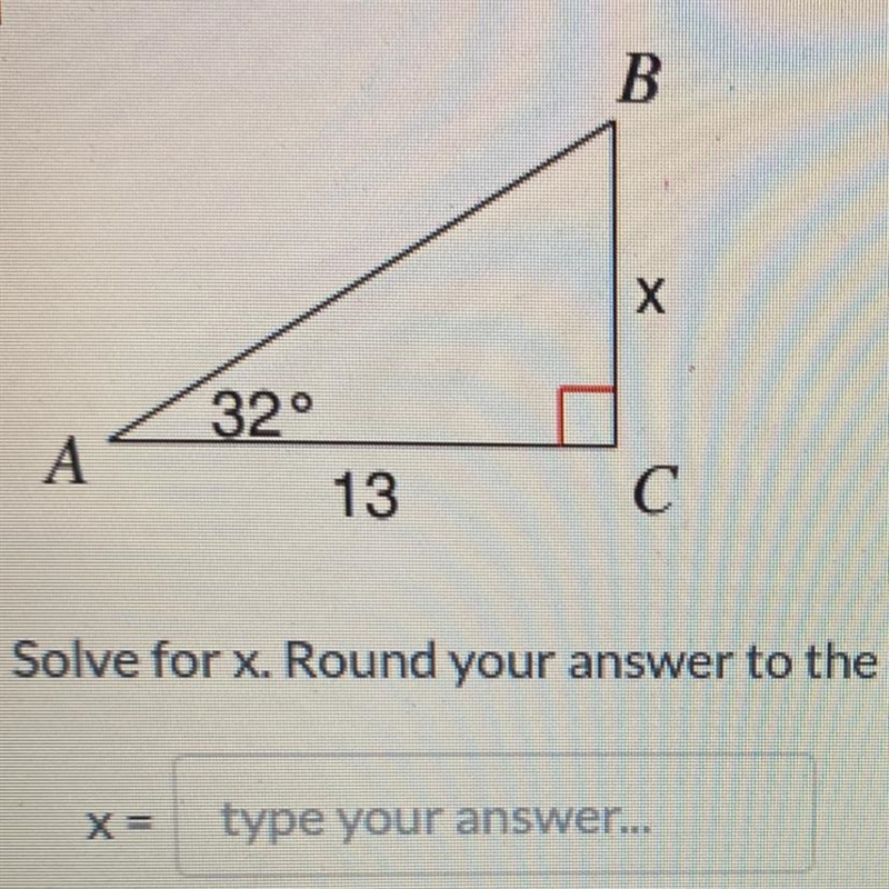 Solve for x round to your nearest tenth-example-1