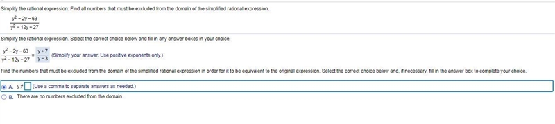 Simplify the rational expression. Find all numbers that must be excluded from the-example-1