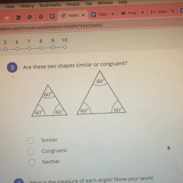 Are these shapes similar or congruent?-example-1