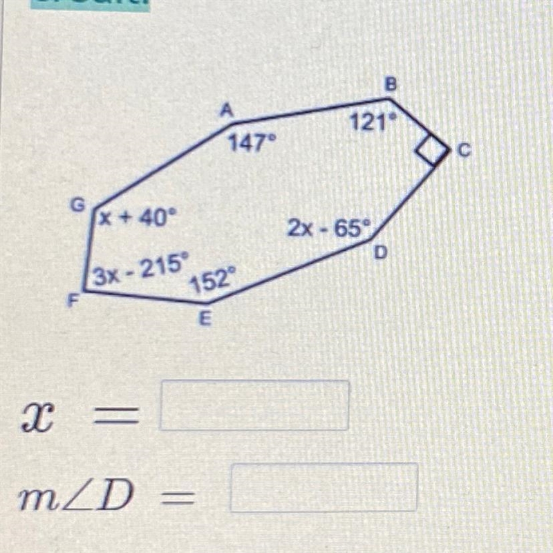 Find the value of x and the value of the given angle using the picture below?-example-1