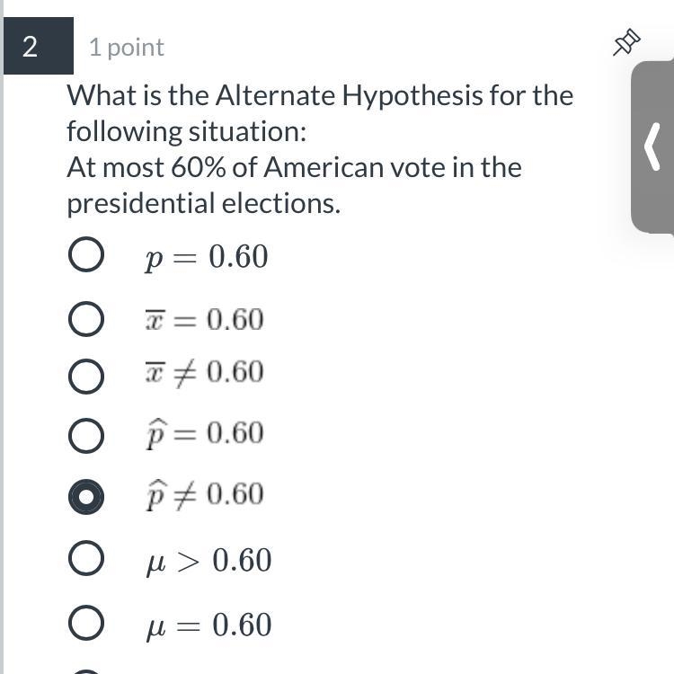 What is the Alternate Hypothesis for the following situation: At most 60% of American-example-1