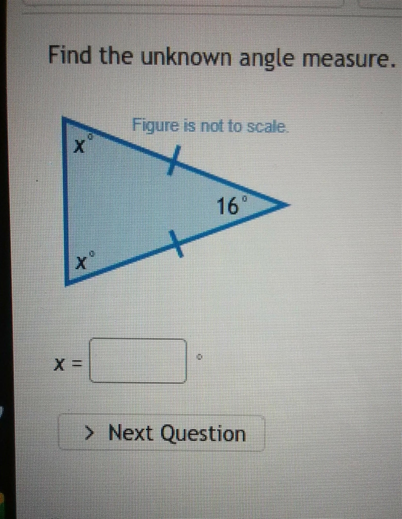 I'm not sure how to find the unknown angle​-example-1