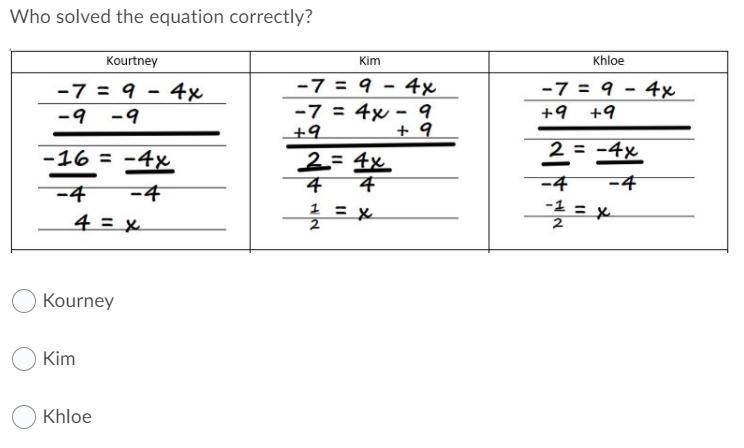 Which person(s) solved each of the equation correctly? and aren't those the names-example-3