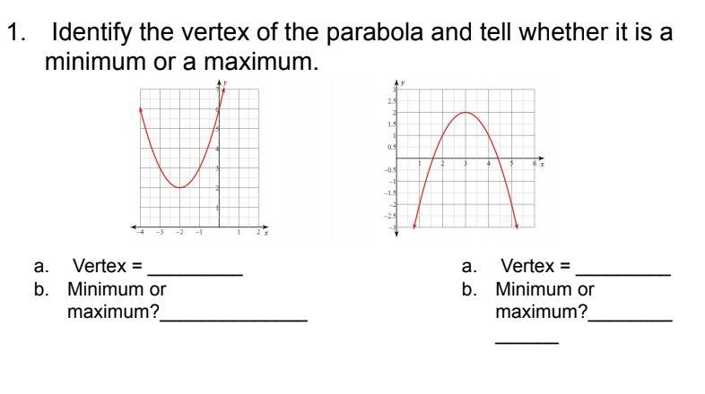 Identify the vertex of the parabola and tell whether it is a minimum or a maximum-example-1