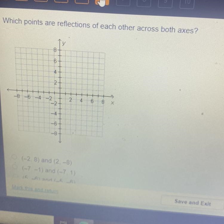 Which points reflected of each other across both exes￼ PLEASE HELP ASAP-example-1