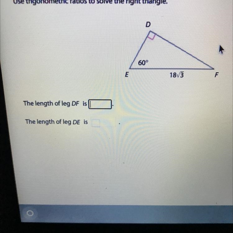 Use trigonometric ratios to solve the right triangle. Pls Help-example-1