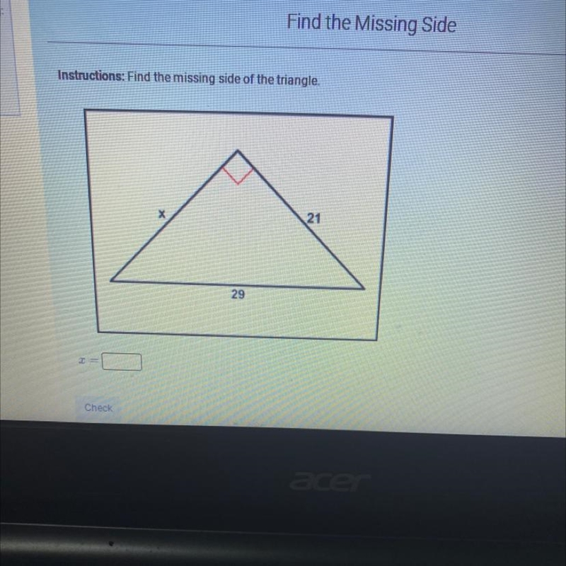 Find the missing side of triangle-example-1