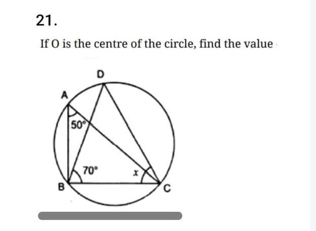 If O is the center of the circle find x. ​-example-1